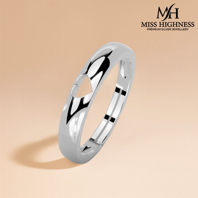 Miss Highness Pure 925 Silver Beautiful Diamond Adjustable Ring – Luxury Gift for Men & Boys, Sterling Silver Cubic Zirconia Silver Plated Ring