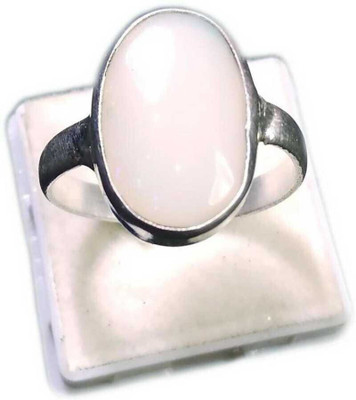 Gemzonite Effective & Natural 6.25 ratti Opal Stone Ring for Astro Purposes... Alloy Opal Silver Plated Ring