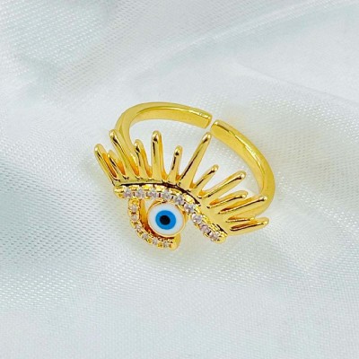 ZIVOM Eyelash Evil Eye Copper Cubic Zirconia Gold Plated Ring