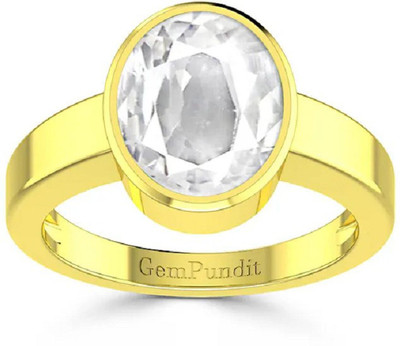 Jewelswonder White Zircon Stone Ring Gold Ring Adjustable For Unisex Copper Zircon Gold Plated Ring