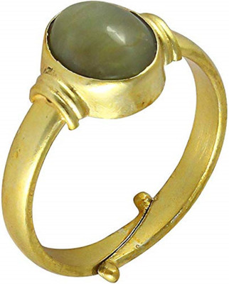 Jewelswonder Emerald Panna Gemstone Wt 5.25 Ratti 5dhatu Gold Coated Adjustable Ring Unisex Stone Cat's Eye Gold Plated Ring