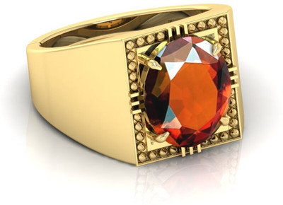 TODANI JEMS 7.25 Ratti Gomed Gemstone Adjustable Ring With Lab CertificateFA Crystal Garnet Rhodium Plated Ring