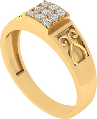 Diamtrendz Jewels Sterling Silver Zircon Gold Plated Ring For Men & Boys Sterling Silver Cubic Zirconia Gold Plated Ring