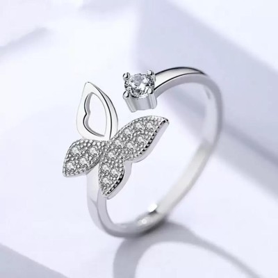 SILVOSWAN Stainless Steel Cubic Zirconia Ring