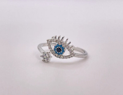 house of common Vedansh Enterprises Stylish Silver Plated Evil Eye Rings Alloy Sterling Silver Plated Ring