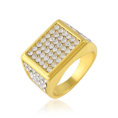 memoir Brass Goldplated Imitation Diamond Men Wedding Engagement Fingerring Men Brass Cubic Zirconia Gold Plated Ring