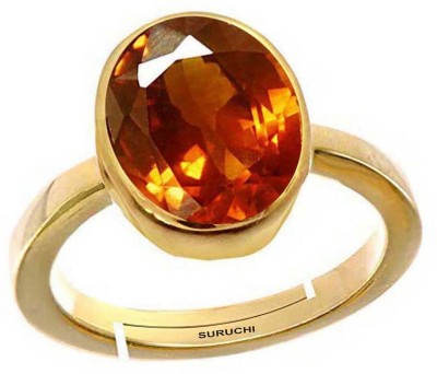 Suruchi Gems & Jewels Hessonite (Gomed) 7.25 Ratti or 6.5 Ct Gemstone For Men Five Metal Adjustable Alloy Ring