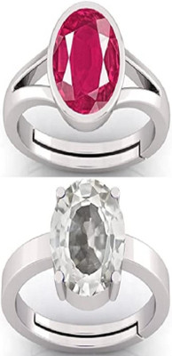 BHAIRAW GEMS Moonstone Stone Silver Adjustable Ring Stainless Steel Ring