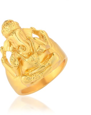 MissMister Brass Goldplated Ganpati Ganesh Big Bold and Heavy Wedding Engagement Fingerring Brass Gold Plated Ring