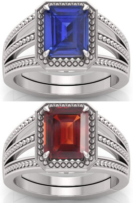 BHAIRAW GEMS Moonstone Stone Silver Adjustable Ring Stainless Steel Ring