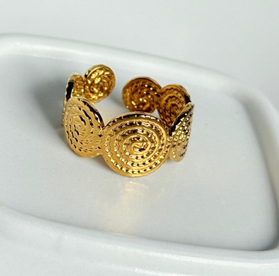 ehvara Stainless Steel Gold Plated Ring
