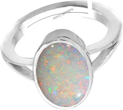 KUSHMIWAL GEMS Brass Opal Silver Plated Ring