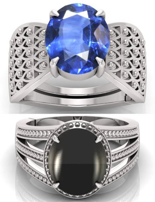 BHAIRAW GEMS Moonstone Stone Silver Adjustable Ring Stainless Steel Ring