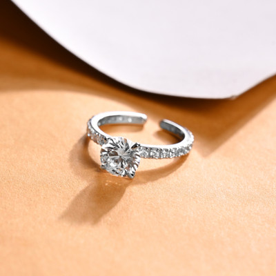 CLARA Fleur Sterling Silver Cubic Zirconia Platinum Plated Ring