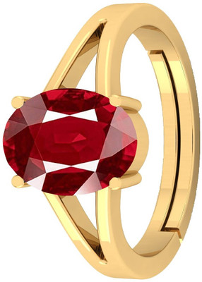 VishvMa 10.25 Ratti Burma Ruby Manik Gemstone Ring A1 Quality Stone Ruby Brass Plated Ring