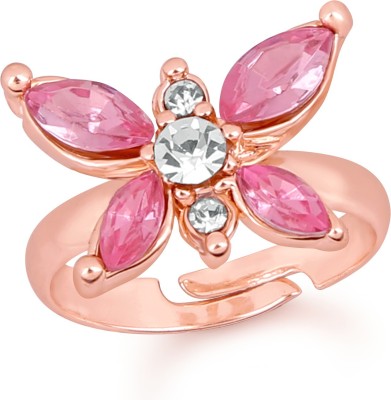 mahi Winged Butterfly Love Crystal Finger Ring Alloy Crystal Ring