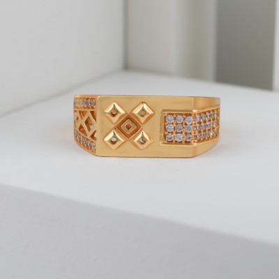 Spangel Fashion Brass Diamond Gold Plated Ring