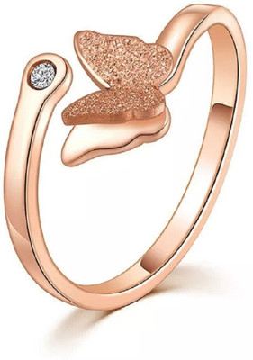 impression Butterfly Design Adjustable Ring Alloy Cubic Zirconia Gold Plated Ring