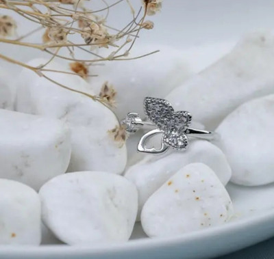 house of common Vedansh Enterprises Stylish Silver Plated Butterfly Rings Alloy Sterling Silver Plated Ring