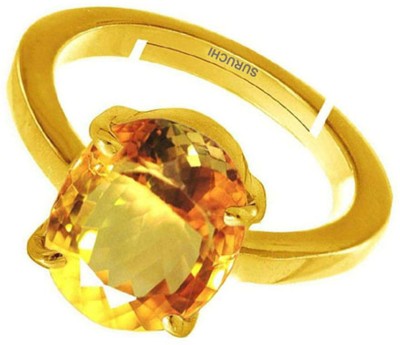 Suruchi Gems & Jewels Citrine (Sunehla) 10.25 Ratti or 9.50 Ct Panchdhatu (5 Metal) Women Adjustable Stone Ring