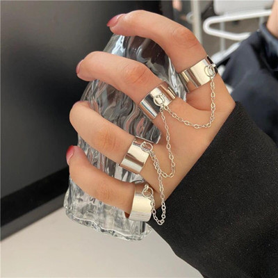 YU Fashions Steel Silver Plated Ring Set