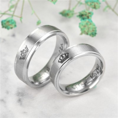 Fashion Frill Valentine Special Couple Ring King Queen Design Adjustable Forever Love Promise Propose Engagement Anniversary Wedding Finger Ring for Girlfriend Boyfriend Husband Wife Soulmate Latest Design Fancy Pack of 2 Stainless Steel Titanium Plated Ring