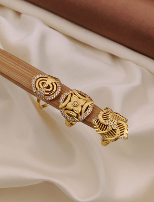 Shreeji imitation Trendy Adjustable Gold Rings for Girls Alloy Cubic Zirconia Gold Plated Ring