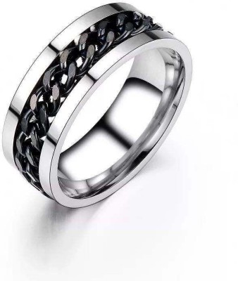 Syfer Silver Chain Rotating Ring For Men And Women Stylish Punk Biker Ring Stainless Steel Silver Plated Ring