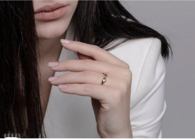Alviira Stylish Gold plated Hug Shape Finger Ring For Women and Girls Stainless Steel Gold Plated Ring