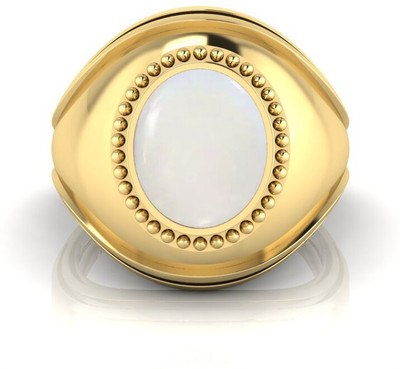 Pranjal Gems 7.25 Ratti Opal Gemstone Adjustable Ring With Lab CertificateCK Crystal Opal Rhodium Plated Ring