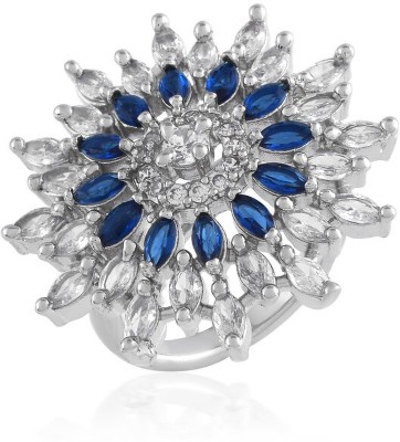 MissMister Brass Silverplated Imitation Diamond Blue Sapphire Fashion finger ring Brass Diamond, Sapphire Silver Plated Ring