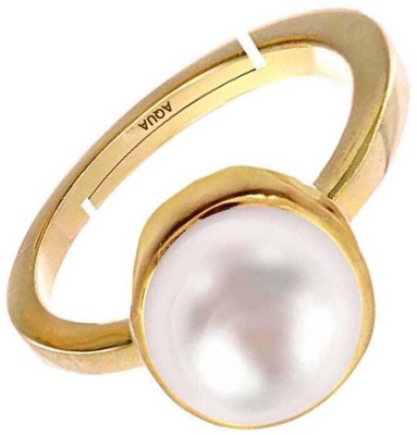 AQUAGEMS Pearl (Moti) 4.25 Ratti or 4 Ct Panchdhatu (5 Metal) Men Adjustable Stone Ring