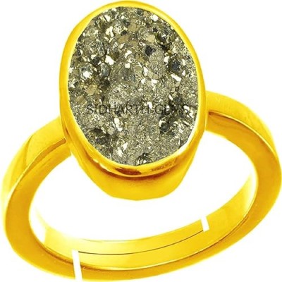 KUSHMIWAL GEMS 8.00 Ratti Natural Pyrite Ring Genuine Stone Brass Gold Plated Ring