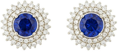 Chothy CHOTHY Gold Plated Ruby & American Floral Stud Earring | Cubic Zirconia Earring Brass Clip-on Earring