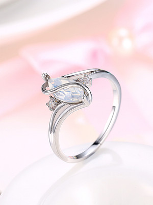 Kairangi Olivia Man-Made Opal Invisible Setting Latest Trend Ring Crystal Opal Rhodium Plated Ring