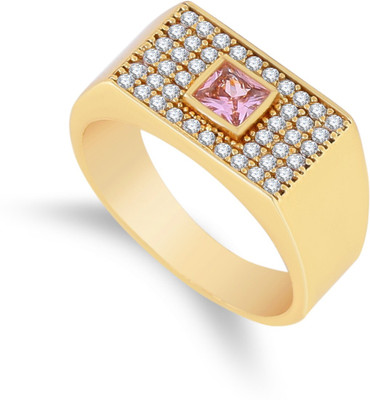 mahi creation Brass Cubic Zirconia Gold Plated Ring