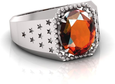 TODANI JEMS 7.25 Ratti Gomed Gemstone Adjustable Ring With Lab CertificateA Silver Garnet Ring