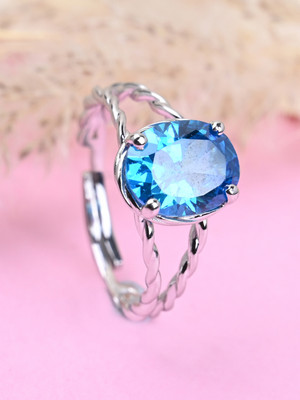 CLARA BT Rope Sterling Silver Cubic Zirconia Rhodium Plated Ring