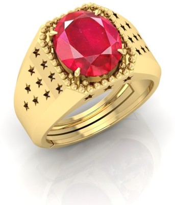 Anjali Corporation 3.25 Ratti To 21.25 Ratti Ruby Stone Gold Plated Ring With Lab Certificate Brass Ruby Gold Plated Ring