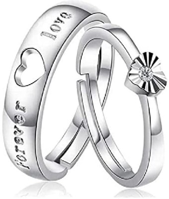 Ceylonmine01 Couple Ring Heart Shape for men & women Alloy Silver Plated Ring