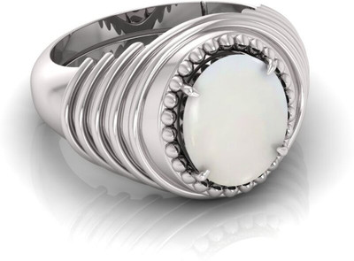 TODANI JEMS 7.25 Ratti Opal Gemstone Adjustable Ring With Lab Certificatej Silver Opal Ring