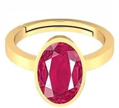Sidharth Gems 7.25 Ratti 6.00 Carat Natural Ruby Stone Manik Ring Brass Ruby Gold Plated Ring