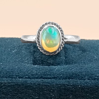 Jewels Hub TSM0002 Silver Opal Sterling Silver Plated Ring