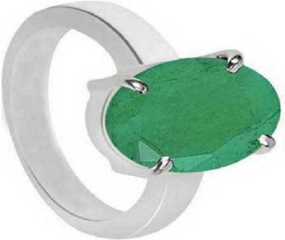 RSPR Ring Original Stone 6.75 carat Stone Panna Unheated & Untreated Effective Stone Emerald Silver Plated Ring