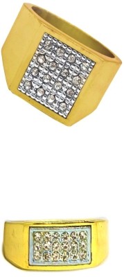 Neerajyoti Square & Rectangle diamond ring Alloy Gold Plated Ring Set