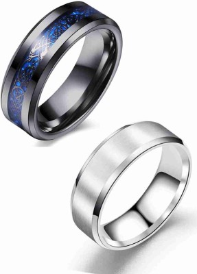 Neerajyoti dragon band ring combo set Sterling Silver, Stainless Steel Sterling Silver, Titanium, Rhodium Plated Ring Set