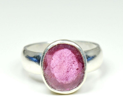 Gemzonite Ruby / Manik Ring with natural ruby gemstone certified ruby ston ring Brass Ruby Silver Plated Ring