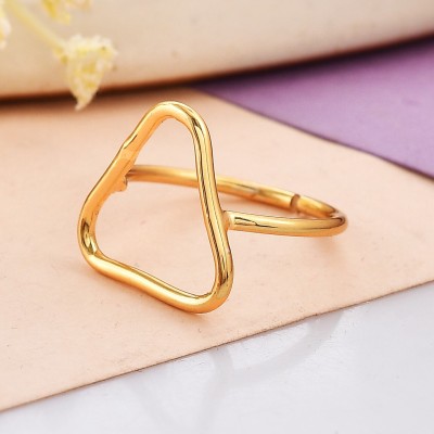 Manimekhal Geometric Triangle Shape Ring for Girls & Women, Skin Friendly Adjustable Brass Gold Plated Ring