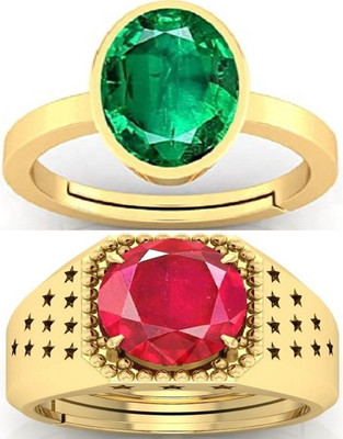 BHAIRAW GEMS Ratti Stone Adjustable Ring for Men & Women Stone Emerald, Ruby Ring