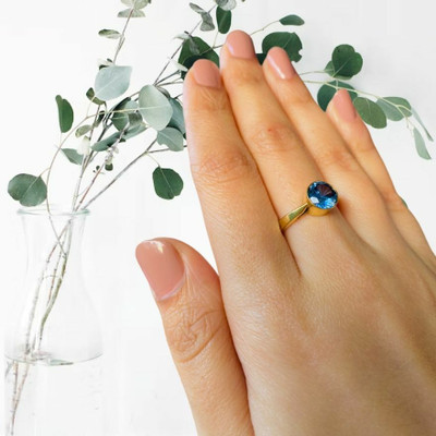 Chopra Gems Blue Sapphire Neelam Stone Adjustable Ring for Men & Women Brass Gold Plated Ring